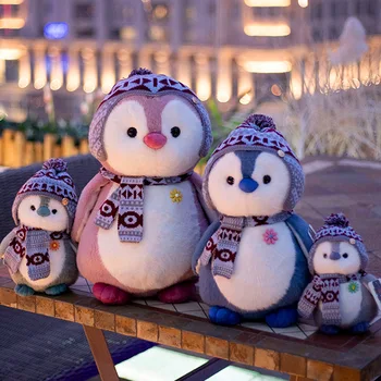 Mielas Iškamša Dėvėti Skara Megztinis Skrybėlę Pingvinas Plushies Lėlės Įdaryti Sniego Bžūp Pingvinas Žaislai Vaikams, Gimtadienis, Kalėdos
