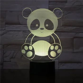 Mielas Panda 3D Naktį Šviesos Kūrybos Elektros 3D Naktį Lempa 7 Spalva keičiasi USB touch Stalo Lempa Už vaiko BirthGift 3201