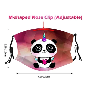 Mielas Panda Animacinių Filmų Veido Kaukė Su Filtru Vandeniui Atsparus Dulkėms Kvėpuojantis Burnos Kaukę, Daugkartinio Naudojimo Plaunamas Kaukė Medvilnės Masque Suaugusiųjų