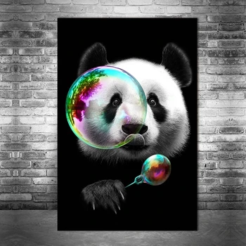 Mielas Panda Šiuolaikinio Meno Aliejaus Tapybai Gyvūnų Drobė, Aliejus, Tapyba, Plakatų ir grafikos Vaikų Miegamųjų Dekoravimas, Tapyba