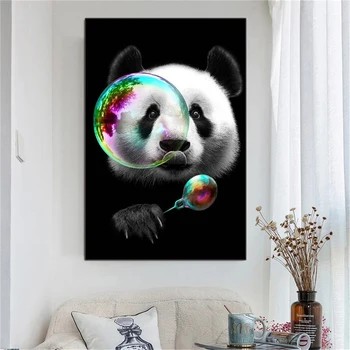 Mielas Panda Šiuolaikinio Meno Aliejaus Tapybai Gyvūnų Drobė, Aliejus, Tapyba, Plakatų ir grafikos Vaikų Miegamųjų Dekoravimas, Tapyba