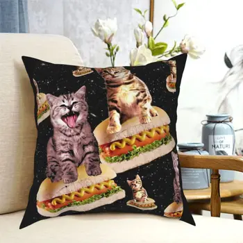 Mielas Raina Hot Dog, Cat Invazija Mesti Pagalvę Padengti Poliesterio Pagalvėles už Sofos Juokingi Vietos Galaxy Meno Įdomus Pillowcover Namų Dekoro