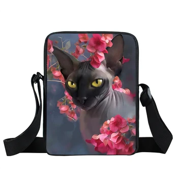 Mielas sfinksų kačių mažų pečių maišą moterų rankinės ponios nešti crossbody krepšiai mergaičių mini krepšys bookbag