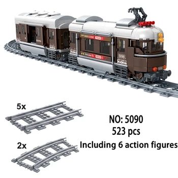 Miesto Traukinių Rinkiniai Geležinkelio Kelių Bėgių Magnetas Ryšio Keleivių Garo Traukinio Kūrėjas Blokai Žaislai