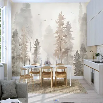 Milofi užsakymą 3D tapetai, freskos Šiaurės stiliaus tapetai, modernus minimalistinio stiliaus tapetai miško sienos medžiaga miegamojo sienos medžiaga i