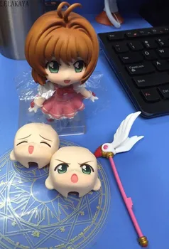 Mini Animacinių filmų Japonijos Anime Kortelės Gūstītājs Sakura Veiksmų Skaičius, Kinomoto sakura PVC pav 400 Q Ver Modelis Cosplay Apdailos Žaislas 10cm