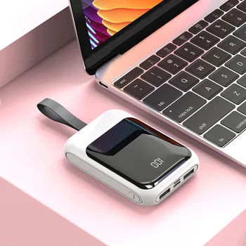 Mini Galios Banko 10000mAh Nešiojamas Įkroviklis Banko Galia Išorės Baterija Powerbank Dual USB Tipo C 