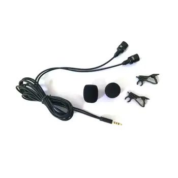 Mini Lavalier Atvartas Mikrofonas Dual Vadovauja Įrašymo Įrašą Profesinės 3.5 mm Mikrofoną, skirtą išmanųjį Telefoną, Tabletės