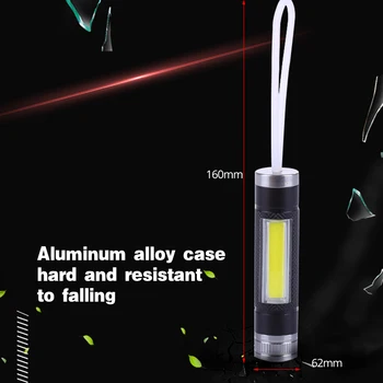 Mini LED Žibintuvėlis COB Aliuminio, atsparus Vandeniui Darbo Žibintas Maitinamas viena AA Baterija Tinka skaitymui Patikrinti Stovyklauti