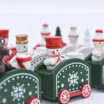 Mini Mielas Kalėdų Traukinys Medienos Kalėdinė Dekoracija Namuose su Santa Lokys Kalėdos Vaikas Žaislų, Dovanų Ornamentu Navidad Naujųjų Metų Dovanos