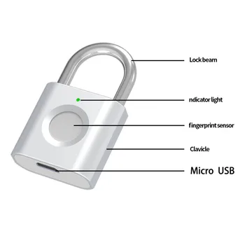 Mini Smart pirštų Atspaudų Spynos, USB Įkrauti Vandeniui Elektroninis Užraktas Keyless Apsaugos nuo vagystės Durų Užraktas Bagažo Lagaminas