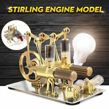 Mini Stirlingo Variklio Šilumos, Garo Švietimo Dvigubo Cilindro Variklio Modelis, Mokslo Energijos Gamybos Eksperimentinės Žaislas