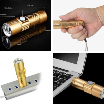 Mini Žibintuvėlis USB Įkrovimo Vandeniui LED Žibintuvėlis, Dviračiais, Kempingas Pagalbos Žibintuvėlis Zoomable Dviračio Šviesos