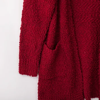 Misshow Moterų Atidaryti Priekiniai Cardigan Outwear Su Kišenėje negabaritinių 2020 m. Rudens Žiemos Ilgos Rankovės Laisvi Moteriški Megztiniai