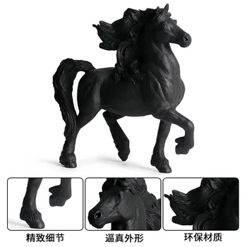 Modeliavimo Black Horse Gyvūnų Modelio Veiksmų Skaičius, Modeliavimo Laukinių Gyvūnų figūrėlių Kolekcija PVC Puikus Žaislas Vaikams Dovanų