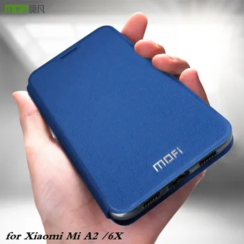 MOFi Originalus Flip Case for Xiaomi A2 TPU Padengti Xiomi Mi A2 PU Odos xiaomi 6X Silikono TPU Knygos Conque Būsto 
