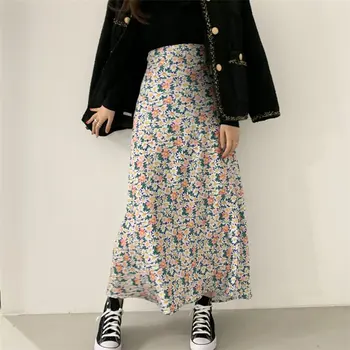 Moterims Gėlių Derliaus Naujų 2020 m. Visos Rungtynės Saldus Prašmatnus Karšto Pardavimo-Line Streetwear Aukštos Kokybės Aukšto Juosmens Ilgas Sijonas, sijonai, moteriški
