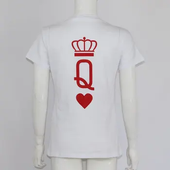 Moterys, Poros Karaliaus ir Karalienės Karūnos Pokerio Spausdinti Marškinėliai Vasaros Tumblr Juokinga Grafinis T-shirt Viršūnes Medžiaga Naujas Vyrų