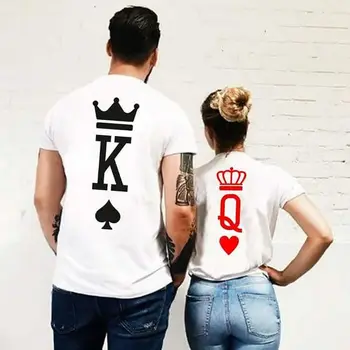 Moterys, Poros Karaliaus ir Karalienės Karūnos Pokerio Spausdinti Marškinėliai Vasaros Tumblr Juokinga Grafinis T-shirt Viršūnes Medžiaga Naujas Vyrų