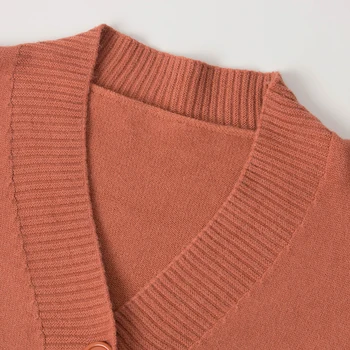 Moterys, susagstomi megztiniai Megztinis V-kaklo Kietas Prarasti Trikotažas Vieną Krūtinėmis Atsitiktinis Megzti Megztinis Trumpas Viršūnes Žiemos Striukė Kailis 2020 m.