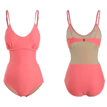 Moterų Backless Iškirpti vientisi maudymosi kostiumėlį, Seksualus Monokini Merginos Bodysuit 2020 Naujas Kieto V-kaklo Rožinės spalvos Paplūdimio maudymosi Kostiumėliai, Maudymosi Kostiumą