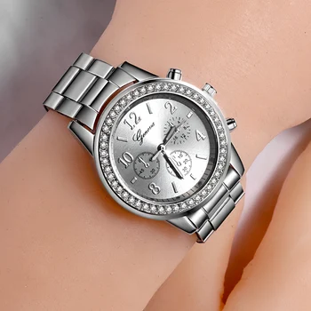 Moterų Laikrodžiai Ženevos Klasikinis Prabangos kalnų krištolas Žiūrėti Moterų Laikrodžiai Ponios Mados Aukso laikrodis Laikrodis Reloj Mujer Montre Femme