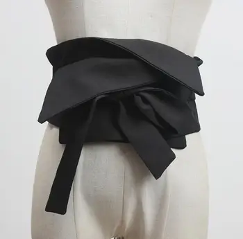 Moterų mados kilimo ir tūpimo tako juodo audinio Cummerbunds moteriška Suknelė Korsetai Juostos Diržai apdailos platus diržas R3148