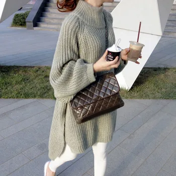 Moterų Megztinis 2020 Metų Žiemos Mados Japonijos korėjiečių Golfo Paprastas Atsitiktinis Stiliaus Megztinis Ilgarankoviai Aukštas Kaklas Vidutinio Storio