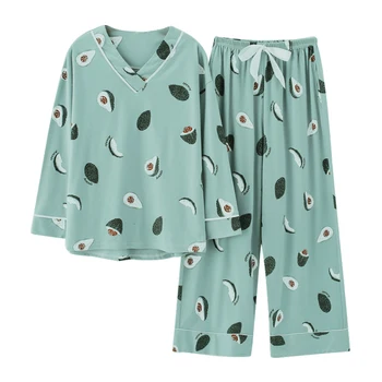 Moterų Pižama Rinkiniai Plius Dydis Moteris Nighty Atsitiktinis Homewear Loungewear Medvilnės Sleepwear Animacinių filmų V-Kaklo Pijama Pižamos M-3XL Geriausias