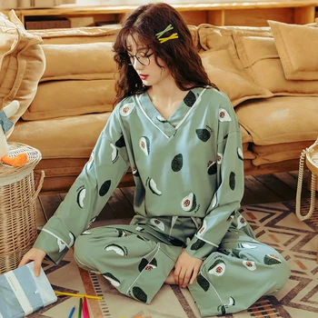 Moterų Pižama Rinkiniai Plius Dydis Moteris Nighty Atsitiktinis Homewear Loungewear Medvilnės Sleepwear Animacinių filmų V-Kaklo Pijama Pižamos M-3XL Geriausias