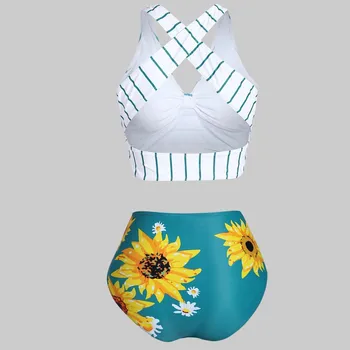 Moterų Plaukimo Kostiumas Bikini maudymosi kostiumėlį, maudymosi Kostiumėliai Moterims Roses Pad Plus Size Perdangos Saulėgrąžų Spausdinti Bikini Paplūdimio Maudymosi Kostiumą#E30