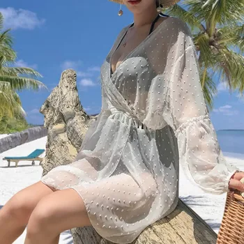 Moterų Skaidrus Paplūdimio Seksualus permatomas Mini Suknelė Lady Vasaros Nėriniai-up Akių Trumpą Suknelę Naujas