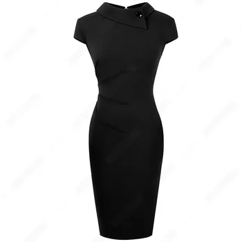 Moterų vientisos Spalvos Elegantiškos Mygtukas Plonas Elegantiškas Verslo Klasikinės Suknelės Dėvėti į Darbą Biure Bodycon Pieštuku Suknelė EB574