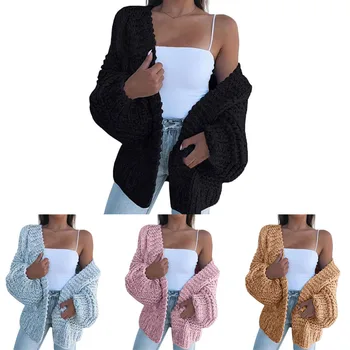 Moterų Šiltas Megztinis Apykaklės Mados Prekybos Moheros Atsitiktinis Streetwear Moterų Kailis Rudens Žiemos Ilgos Rankovės Prarasti Paltai