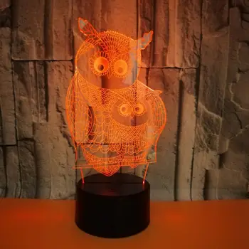 Motina Vaiko Pelėda 3D LED RGB Naktį Šviesa 7 Spalvų Kaita, Stalas Šviesos figūrėlių, Vaikų Namuose, Kalėdos, Žaislai