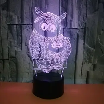 Motina Vaiko Pelėda 3D LED RGB Naktį Šviesa 7 Spalvų Kaita, Stalas Šviesos figūrėlių, Vaikų Namuose, Kalėdos, Žaislai