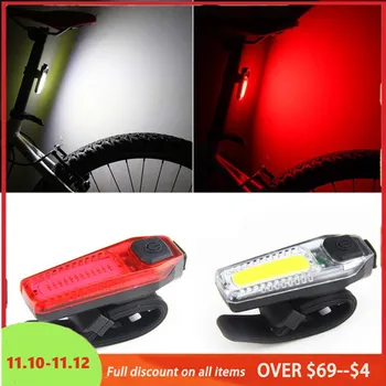 Motociklo Galinio Uodegos Šviesos diodų (LED) USB Įkrovimo Dviračio Šalmas Atgal pack Saugos šviesa Galiniai priekiniai kalnų Dviračių Priedai