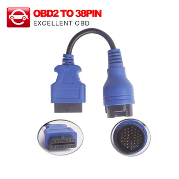 Mėlyna PS2 38pin sunkvežimių kabelis OBD1 su obd2 16pin švino diagnostikos sąsaja Iveco 38 pin OBDII ilgintuvas švino