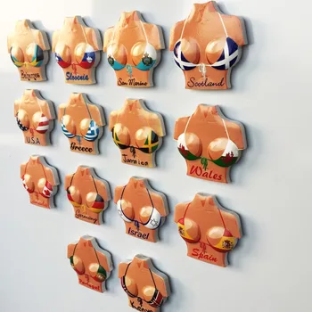 Nacionalines Vėliavas Bikini Šaldytuvas Magnetai Suvenyrų Kolekciją 3D Dervos Amatų Šaldytuvas Lipdukai Namų Virtuvės Dekoro Dovanos Idėjos