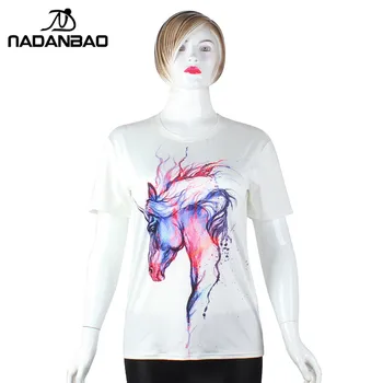 NADANBAO Mados Vasaros Marškinėliai Moterims Gyvūnų Arklių Marškinėlius 3D Atspausdintas Spalvą, Paveikslėlį, T-Shirt
