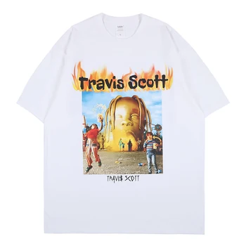 NAGRI Travis Scotts Marškinėliai Hip-Hop Streetwear Grafinis Spausdinti marškinėliai Vyrams Harajuku Trumpas Rankovės Juokinga Mados Atsitiktinis Tees Medvilnės