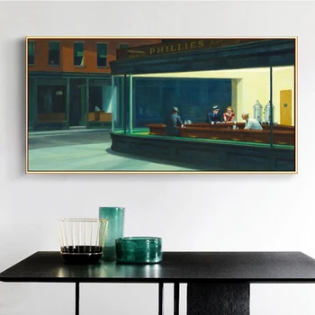 Naktį Hawks Edward Hopper Tapybos Drobės Realistinis Stilius, Plakatai ir Spausdina Sienos Meno Nuotrauką Kambarį Namo Apdaila