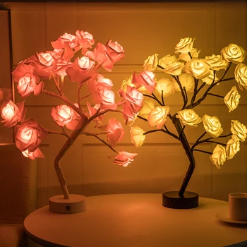 Naktį Žibintai LED Stalo Lempa Išaugo Gėlė, Medis, USB Namų Puošybai LED Lentelė Žibintai Šalys Kalėdos, Kalėdos, Vestuvės Miegamojo Puošimas