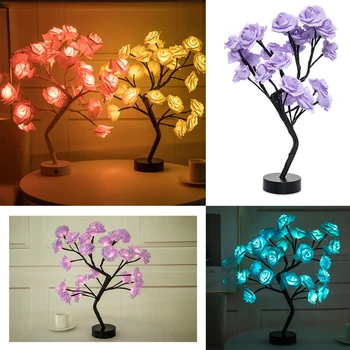 Naktį Žibintai LED Stalo Lempa Išaugo Gėlė, Medis, USB Namų Puošybai LED Lentelė Žibintai Šalys Kalėdos, Kalėdos, Vestuvės Miegamojo Puošimas
