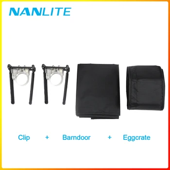 NanGuang NANLITE Barndoor Softbox su eggcrate už PavoTube 15C 30C LED Šviesos