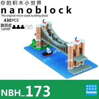 Nanoblock Bruklino Tiltas JAV NBH 169 Kawada Prekės 430 Vnt Blokai Modelis Statyti Švietimo Vaikų Žaislai