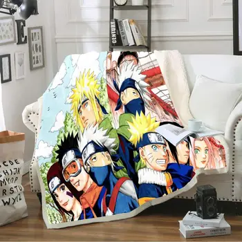 Naruto Šiltos Lovos Antklodė Sasuke Kakashi Spausdinti Animaciją Žiemos Home Office Kelio Antklodė Mergaitės Berniukai Sherpa Šiltas Vilnos Patalynė
