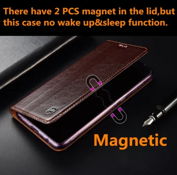 Natūralios odos magnetinio flip case kortelės lizdas laikiklis 