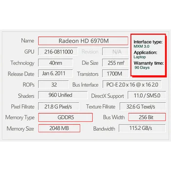 Nauja HD 6970M HD6970 hd6970m 2GB VGA Vaizdo Grafikos plokštė Apple iMac 27