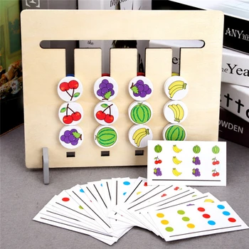 Nauja Stiliaus Logika dvipusis Vaikų Švietimo Žaislai, Dovanos Montessori Mediniai Žaislai Keturių Spalvų/vaisių Atitikimo Žaidimas